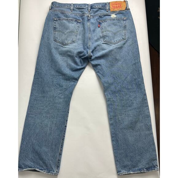 Levi’s 501 Size 38x30 Men’s Distressed Jeans Medium Wash Original Fit Straight - Picture 10 of 12
